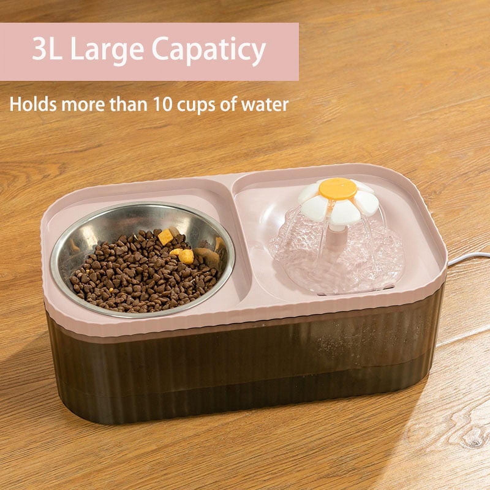PETIMI 105oz/3L Automatic Cat Water Fountain, Stainless Steel Bowl, Pink - Clean & Healthy Drinking for Your Pets