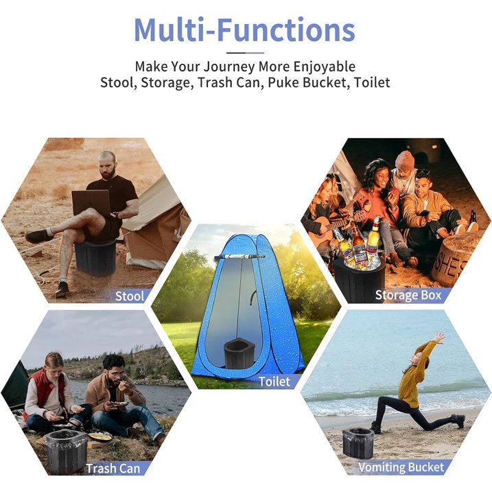 Portable Toilet - Versatile Indoor/Outdoor Commode - Lightweight, Compact, and Easy to Clean - Ideal for Car, Camping, Boating, Hiking, Van
