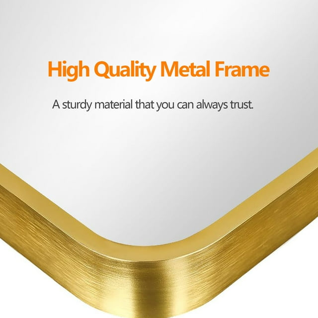 Camkey Angle Adjustable Gold Floor Hanging Full-Length Mirror 65x23.6 Inches - HD Imaging, Unique Design - Stand Included