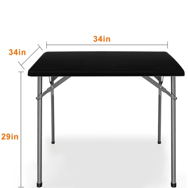 Portable 34 Inch Folding Card Table -Adjustable Height, Lightweight Plastic, Sturdy Steel Frame, Foldable Dining Table for Crafting, Camping, and Puzzles - Square, Collapsible Legs for Easy Storage,B