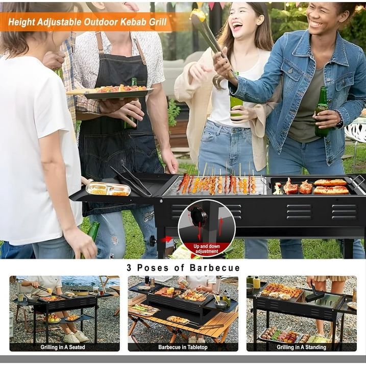 30 Barrel Charcoal Grill with Side Table, 627 Square Inches, Outdoor Backyard, Patio and Parties