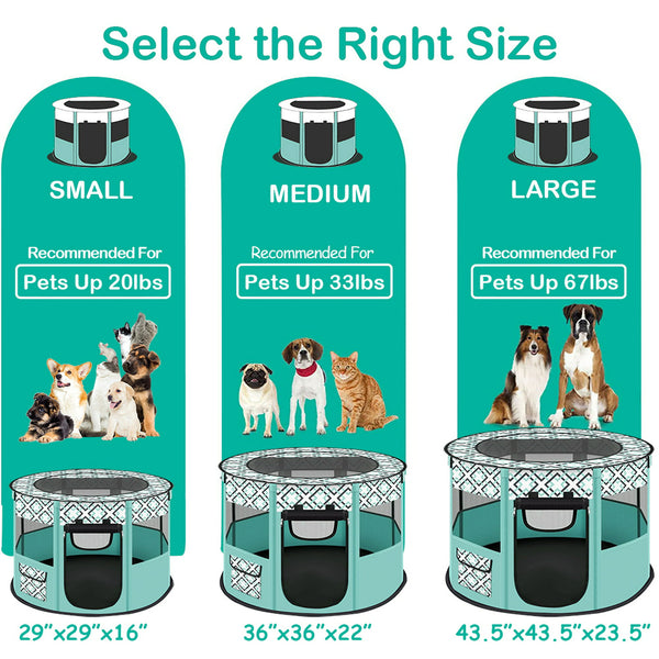 PETIMI Portable Pet Playpen, Foldable Dog Playpen Cat Playpen, Pet Tent for Indoor Outdoor Travel Camping Use - Green, Medium