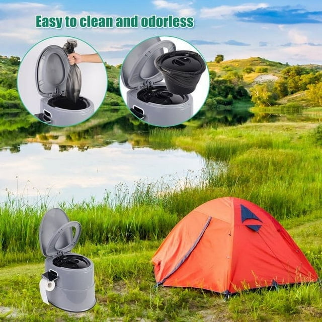 Portable Camping Toilet for Adults - Lightweight with Lid, Ideal for Car, Camping, Hiking, and Travel - Compact Porta Potty for Outdoor Adventures