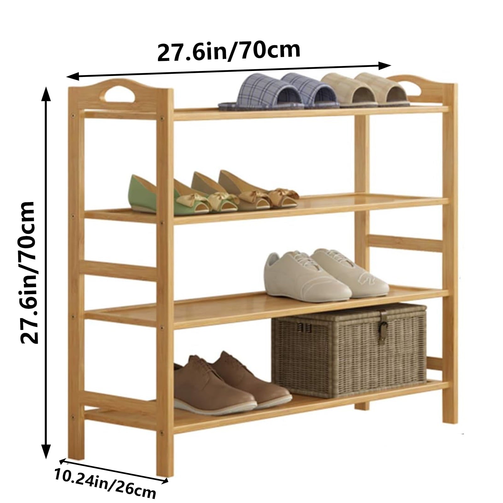4-Tier Bamboo Shoe Rack for Closet & Entryway – Stackable Wooden Shoe Organizer for Front Door & Small Spaces, Free Standing Shoe Storage for Hallway & Bedroom