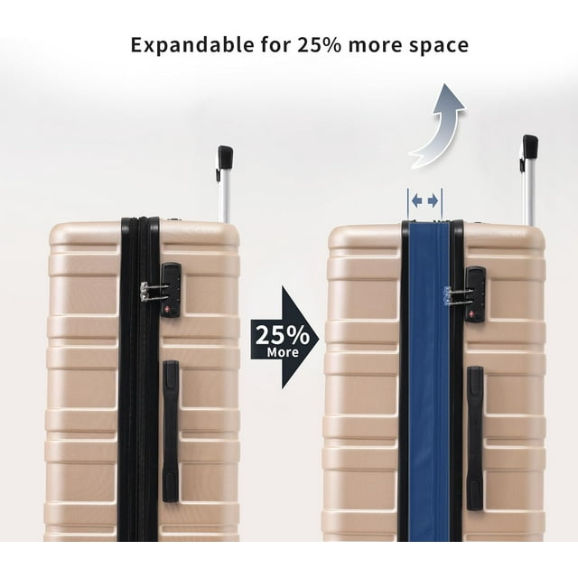 Hardside Luggage Set 3 piece with Spinner Wheels – TSA Locks, Lightweight Suitcase，20/24/28 inches