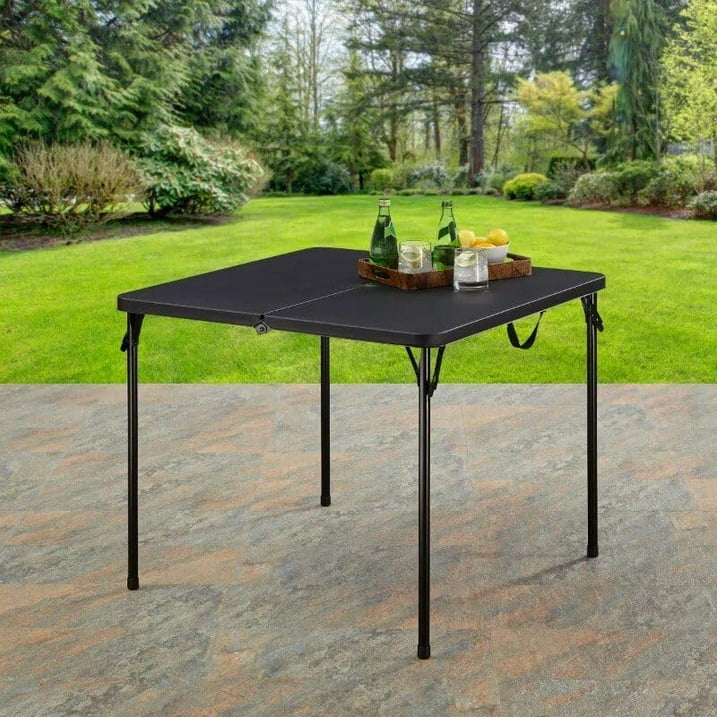 Fold-in-Half Banquet Table w/Handle, 34in, Black