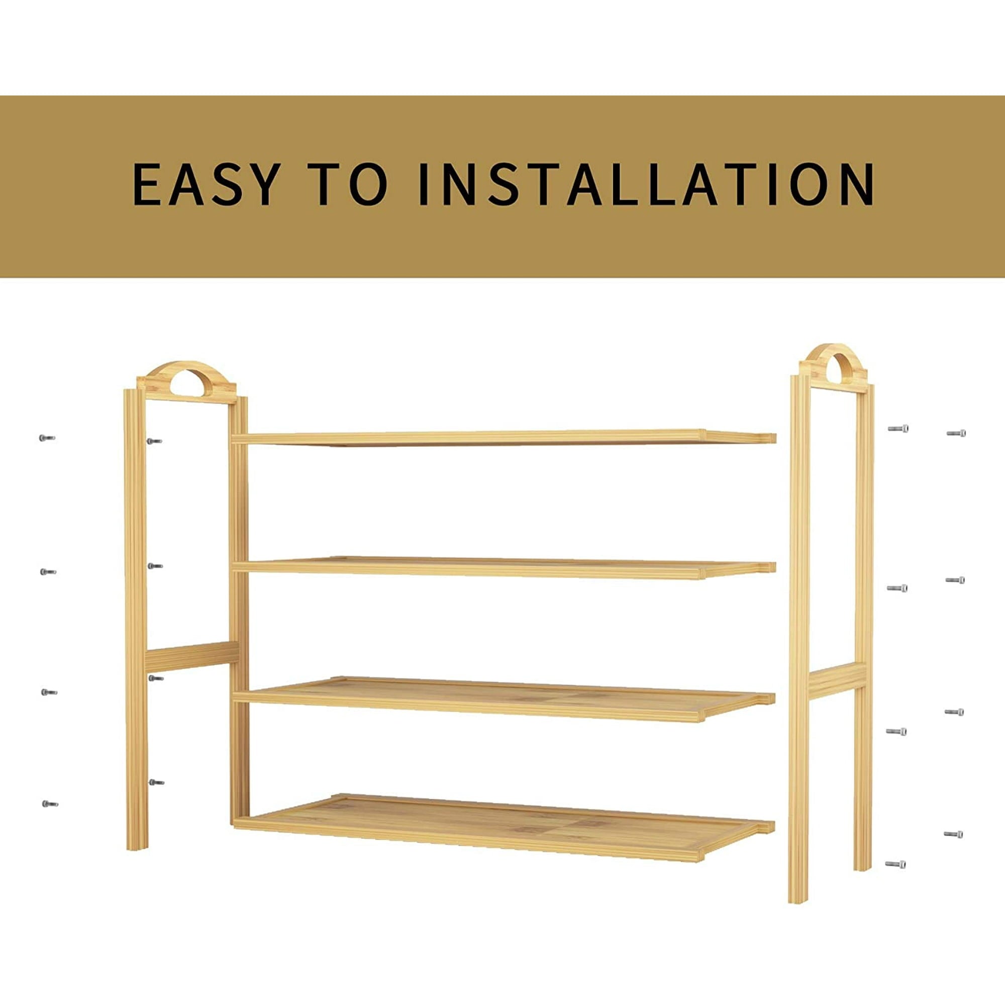 Bamboo Shoe Rack 4-Tier Shoe Storage Organizer Entryway Shoe Shelf
