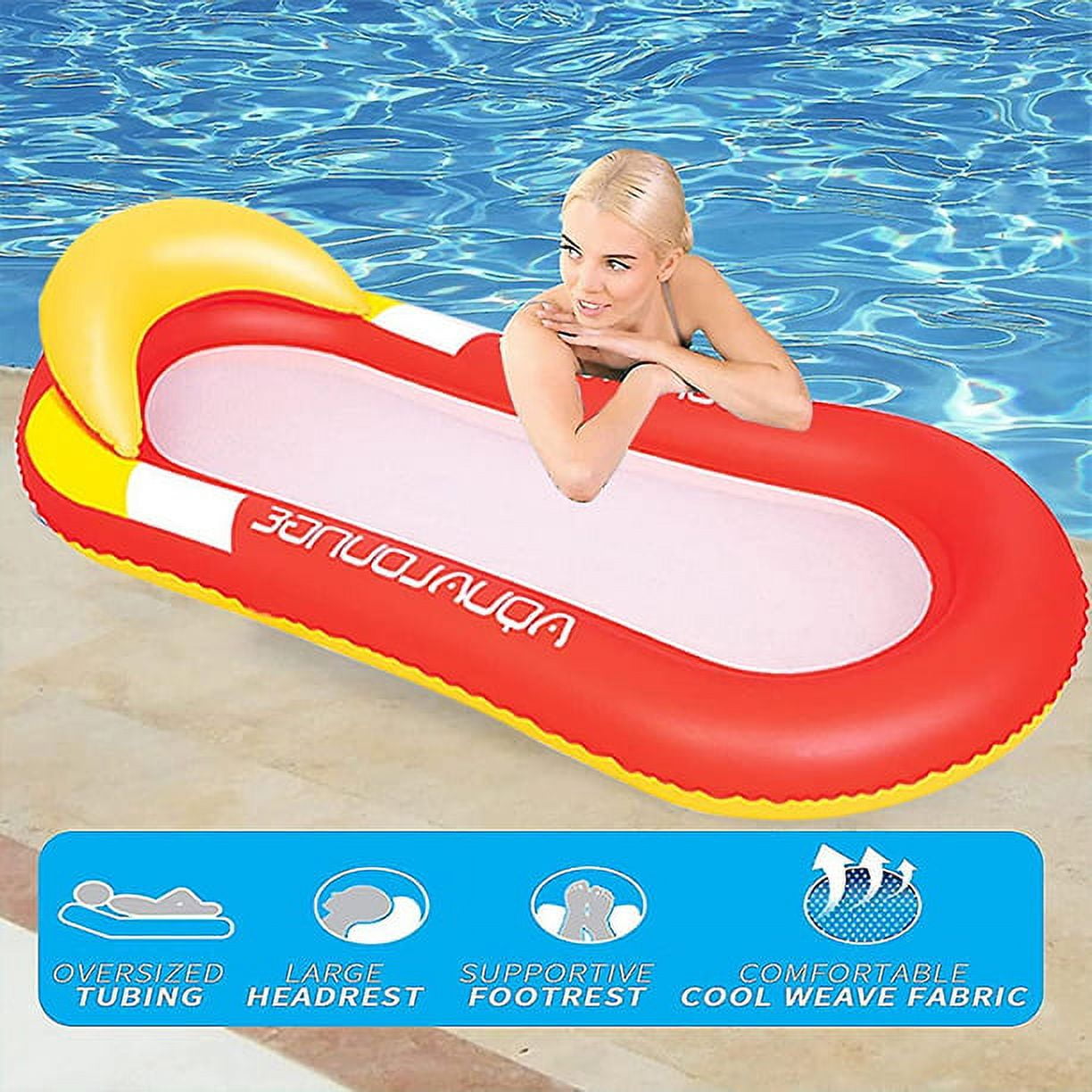 Water Floating Bed, Foldable Water Hammock, Swimming Pool Inflatable Floating Mat for Summer Beach Vacation（Red）